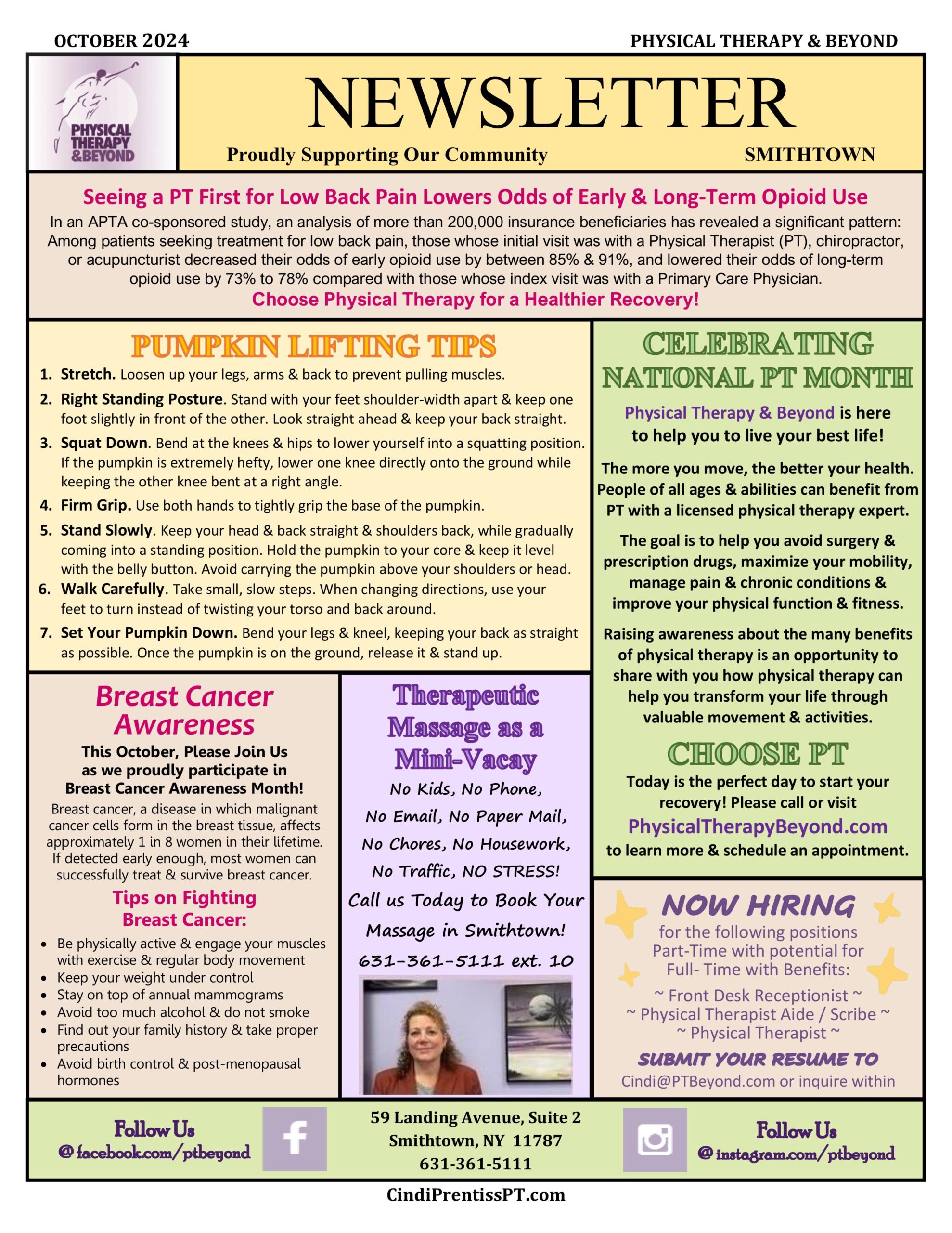 Octiber 2024 Newsletter from Physical Therapy & Beyond